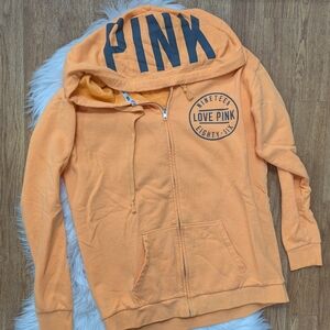 PINK Victoria's Secret Orange And Gray Zip Up Hoodie